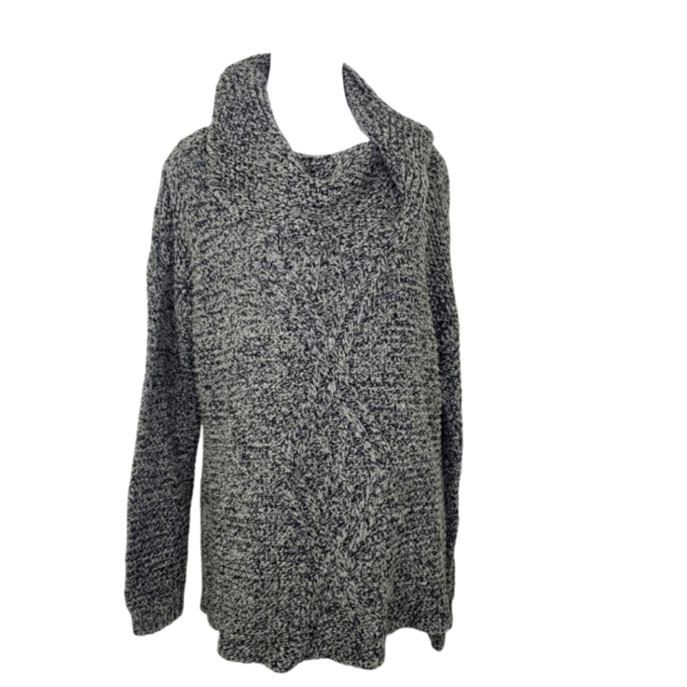 The Limited Black White/Cream Cowl Neck Sweater Sz L
